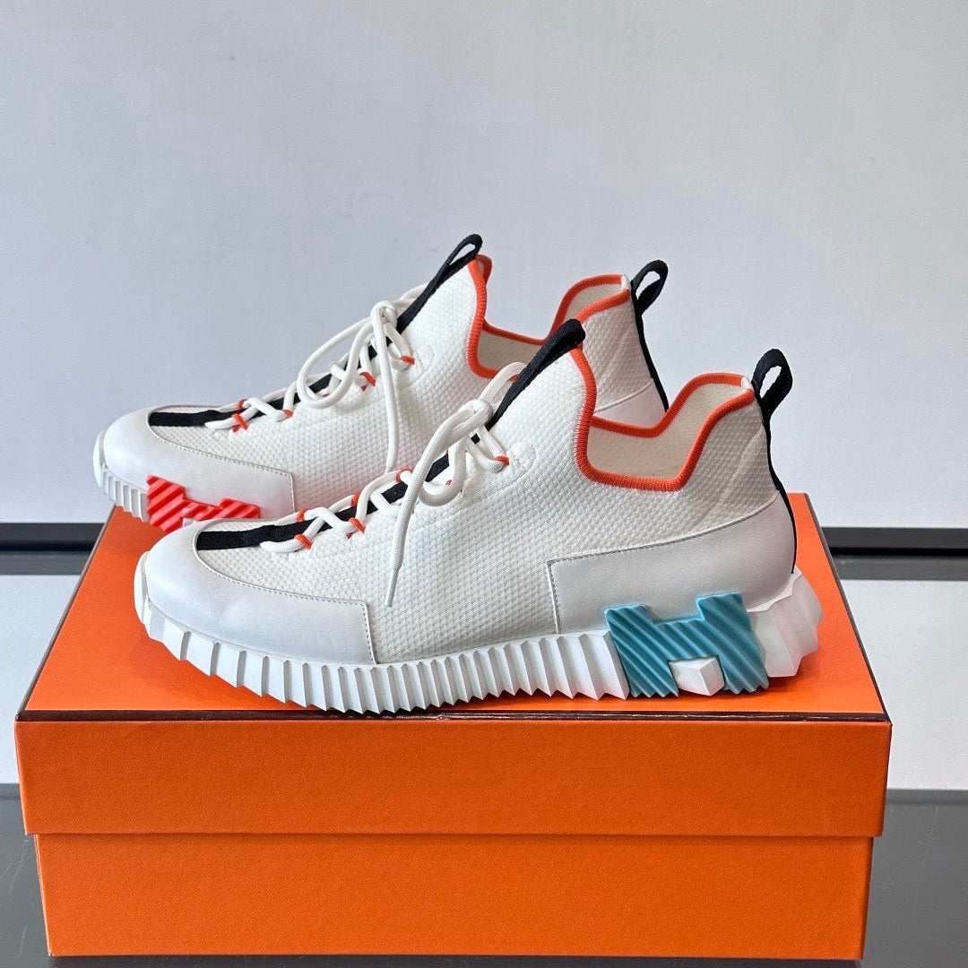 HM Lift Slip-On Sneaker White Orange Black Fabric Rubber