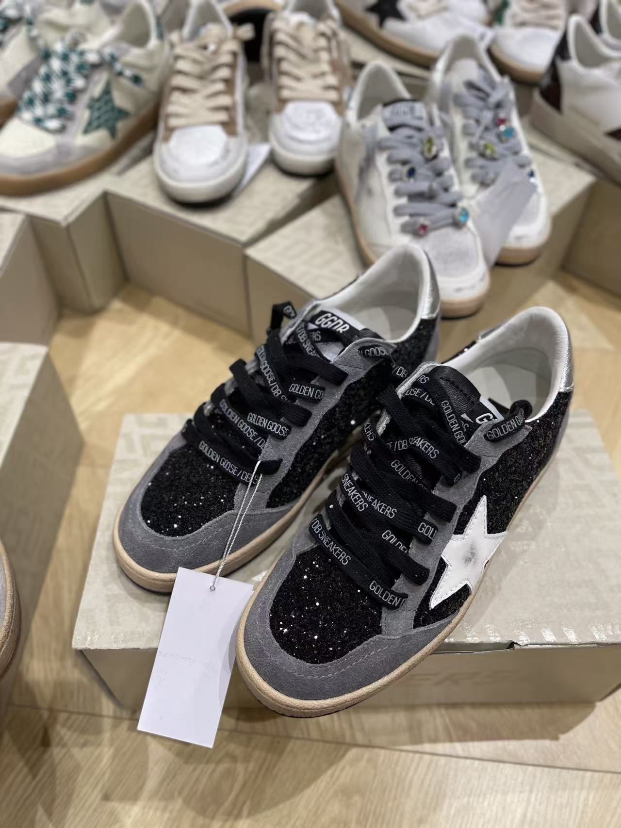 Golden Goose 2026 Ball Star Sneaker Black Grey Glitter Suede