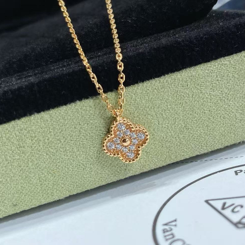 Van Cleef & Arpels Sweet Alhambra Pendant Necklace Rose Gold