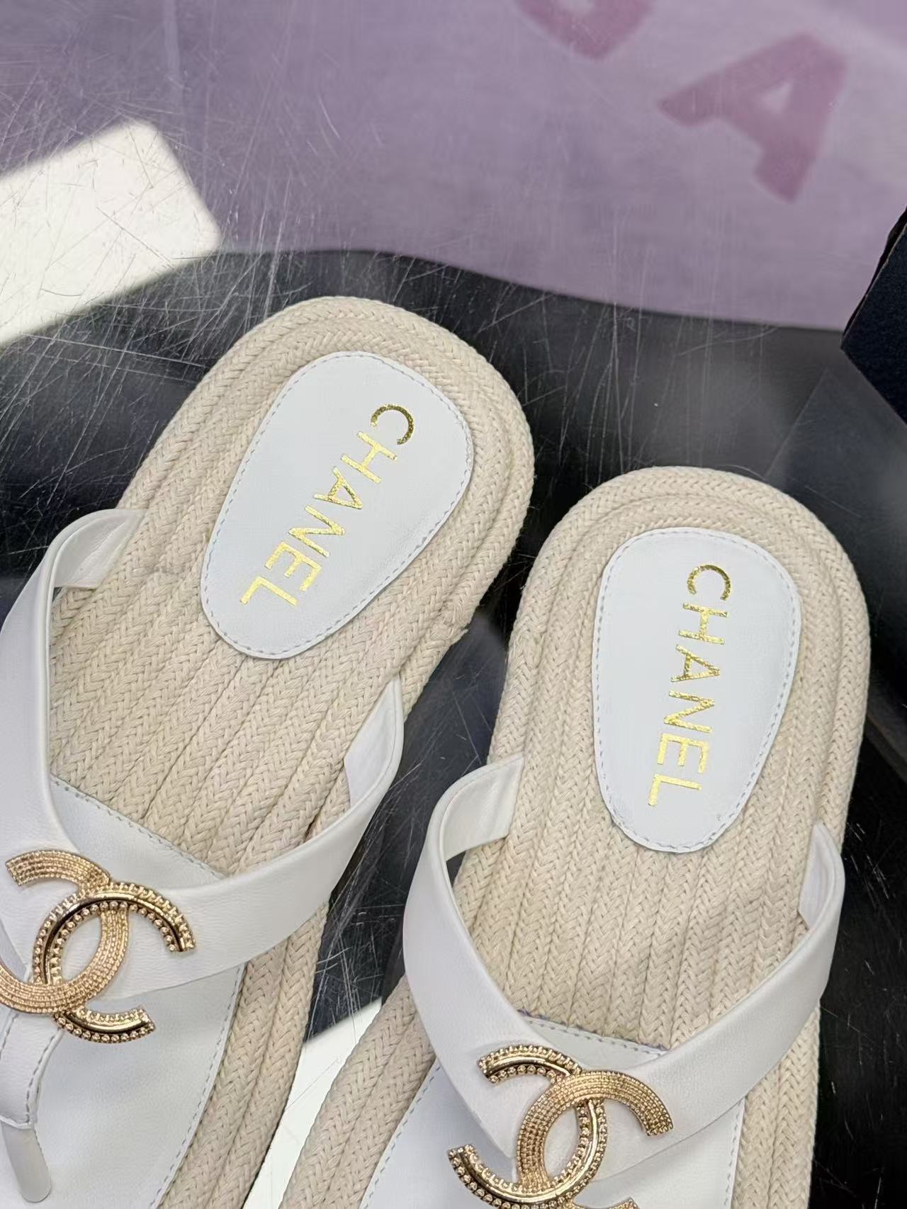CC 2026 Thong Sandals White Sheepskin