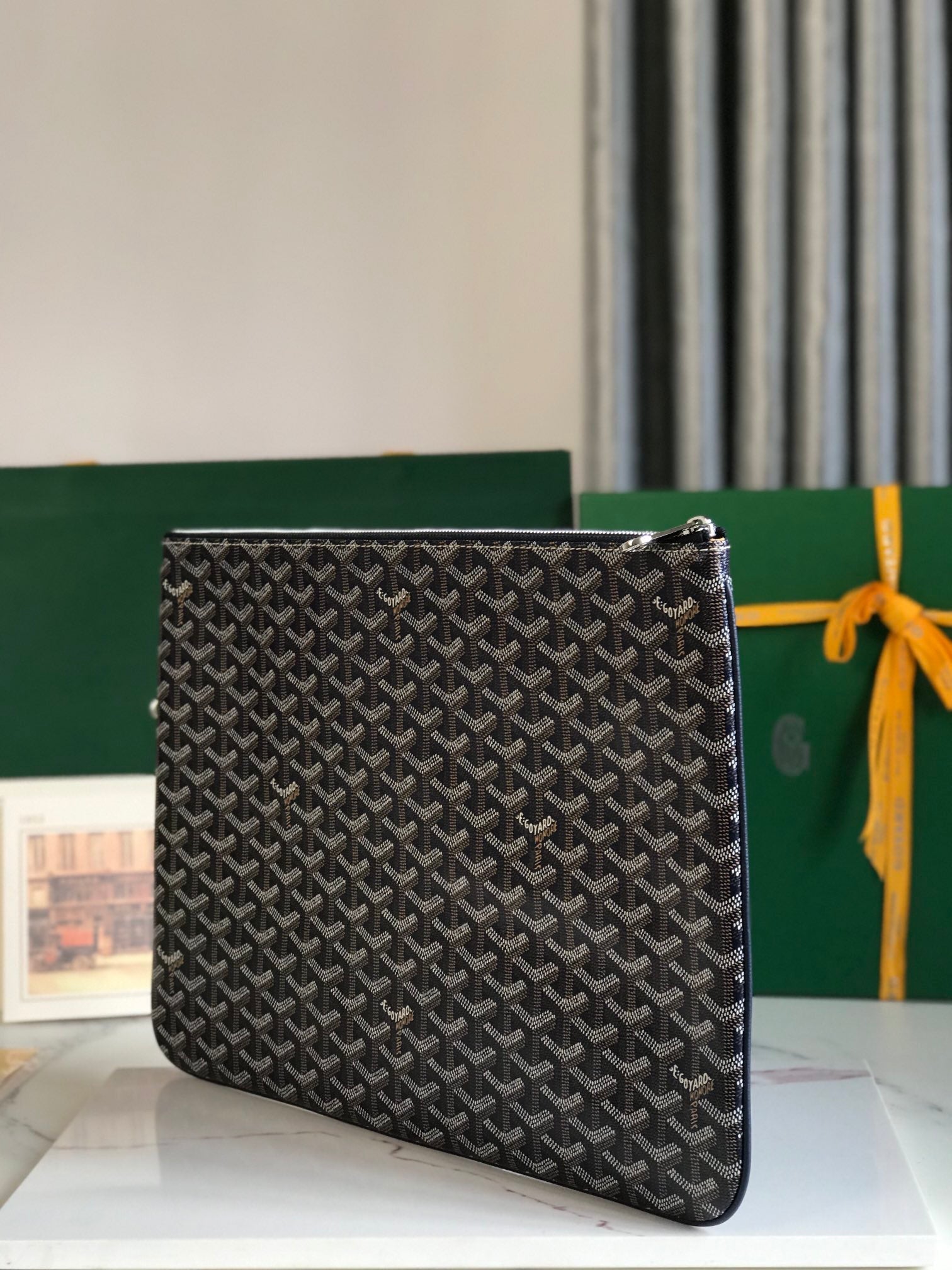 SÉNAT MGM POUCH 40 IN BLACK GOYARDINE CANVAS