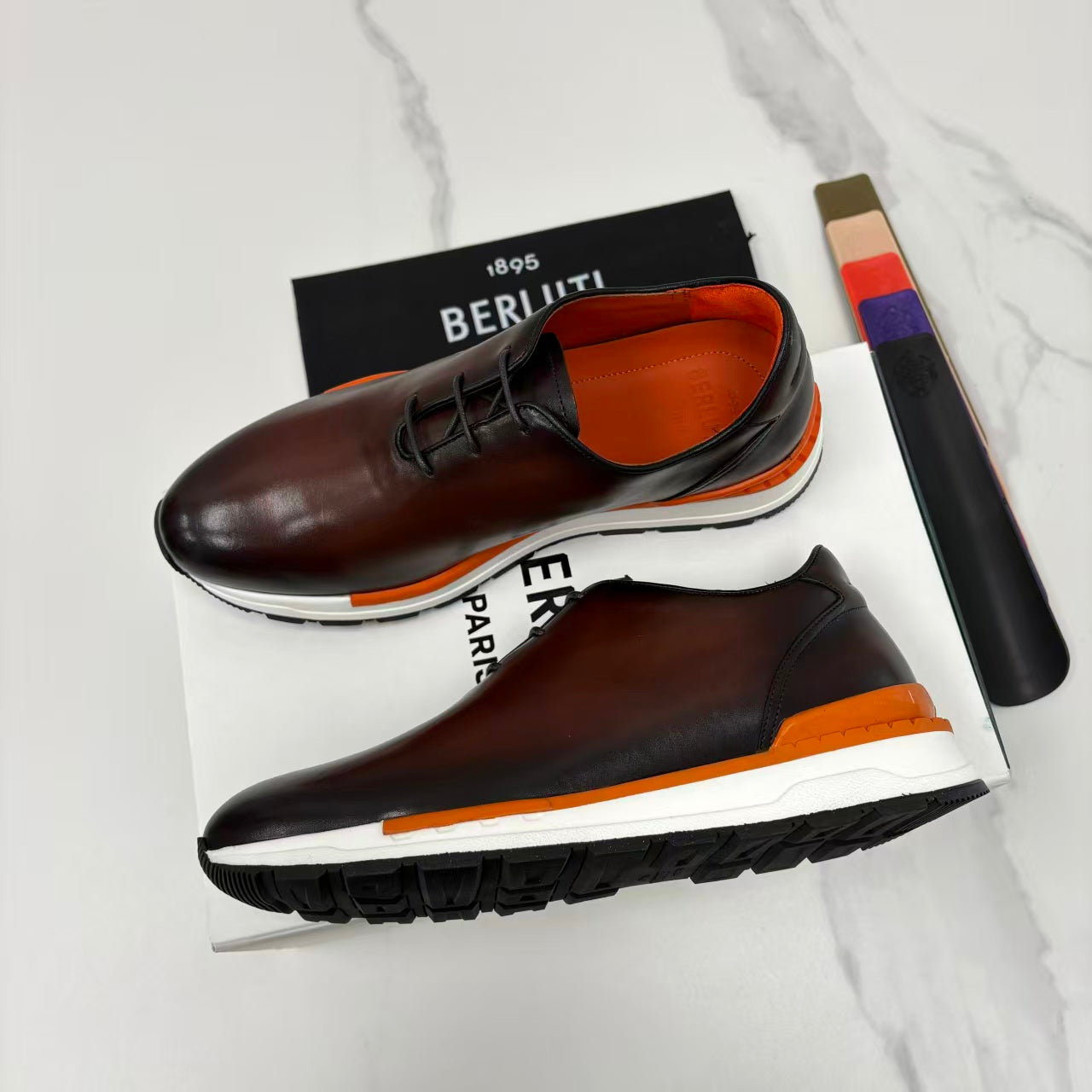 Berluti Alessandro Fast Track Oxford Sneakers Brown Leather