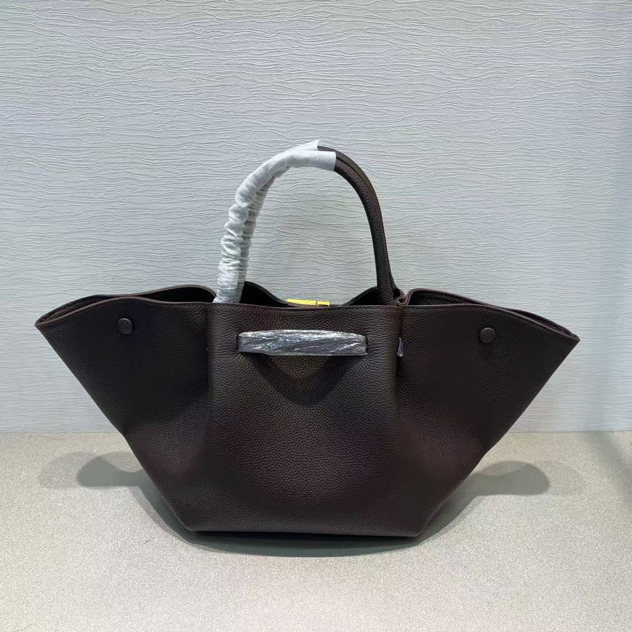 DeMellier Medium New York Buckled Tote Bag Black Grain Leather
