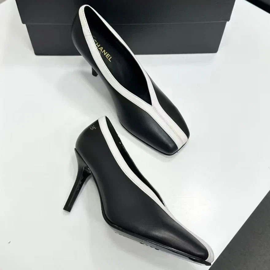 Chanel 2026 Pump 95mm Black White Lambskin