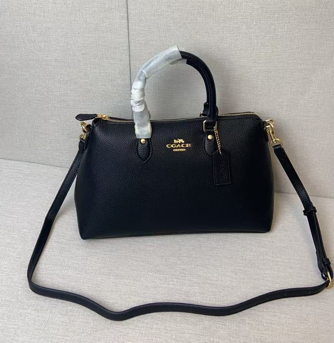 Coach Georgia Satchel Bag Black Pebble Leather