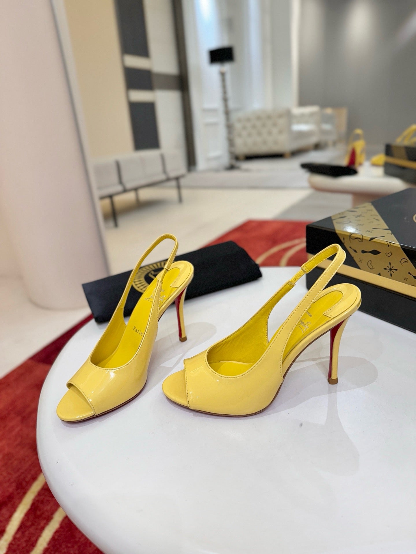 CL Sofia Z Sandal 10cm Yellow Patent Leather
