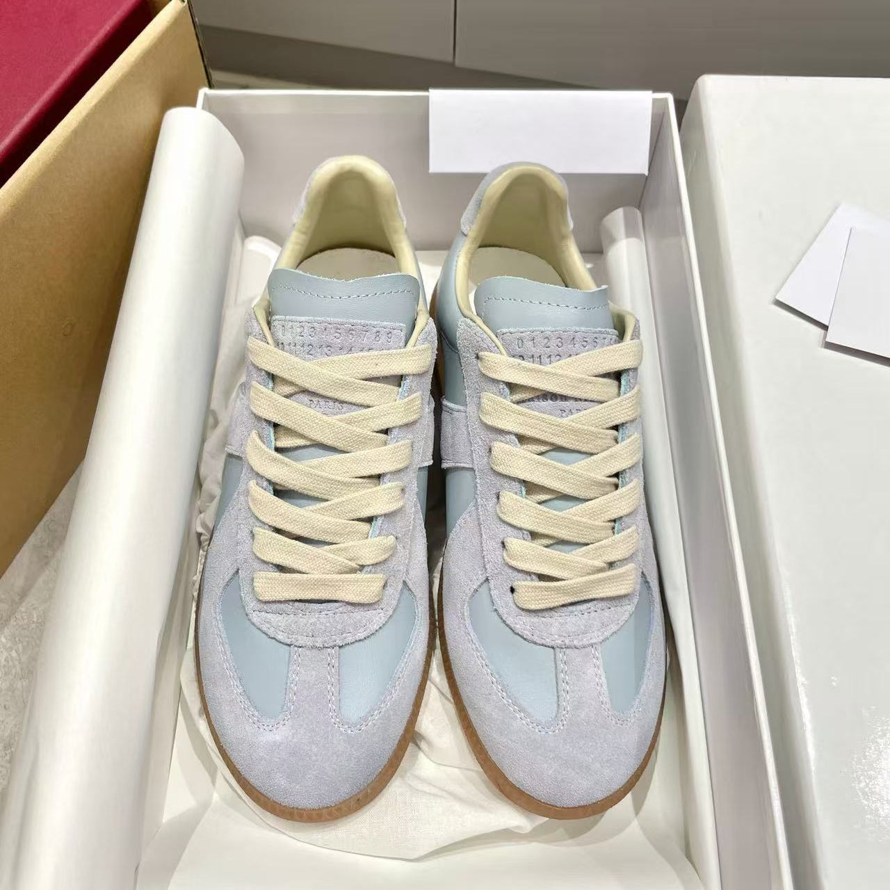Maison Margiela Sneaker Grayish Cyan Suede Leather