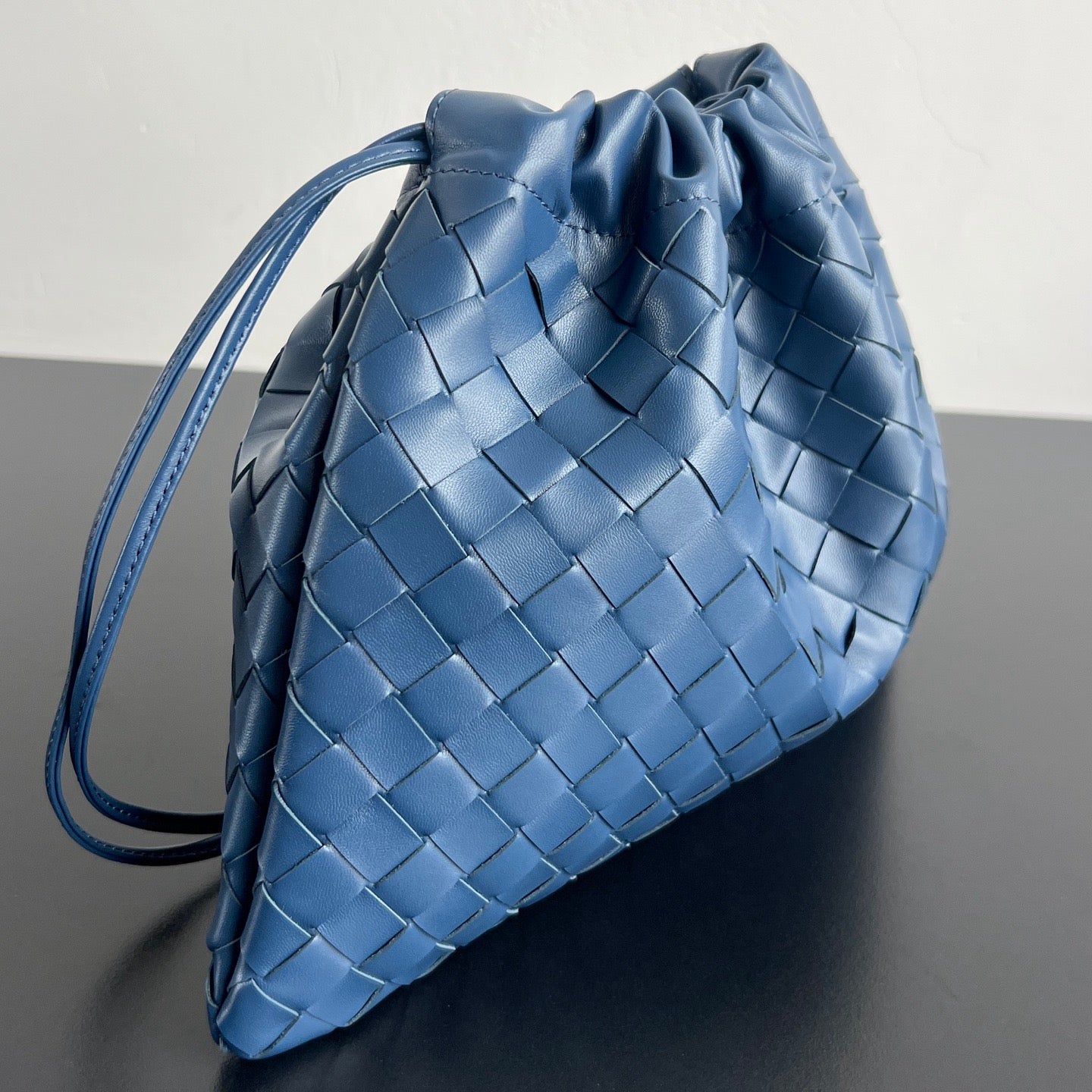 BV Dustbag Notte 33cm With Chain Blue Venezia Calfskin HW