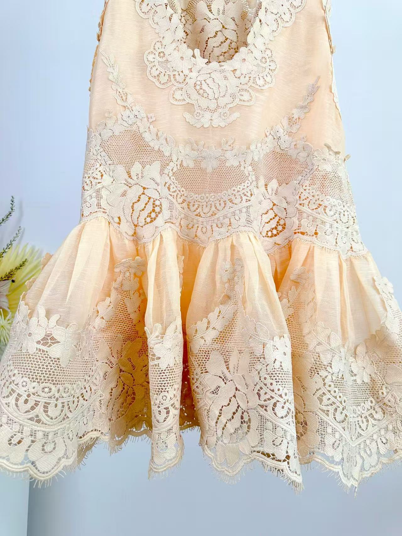 Zimmermann Mini Dress Natura Lace Linen Silk