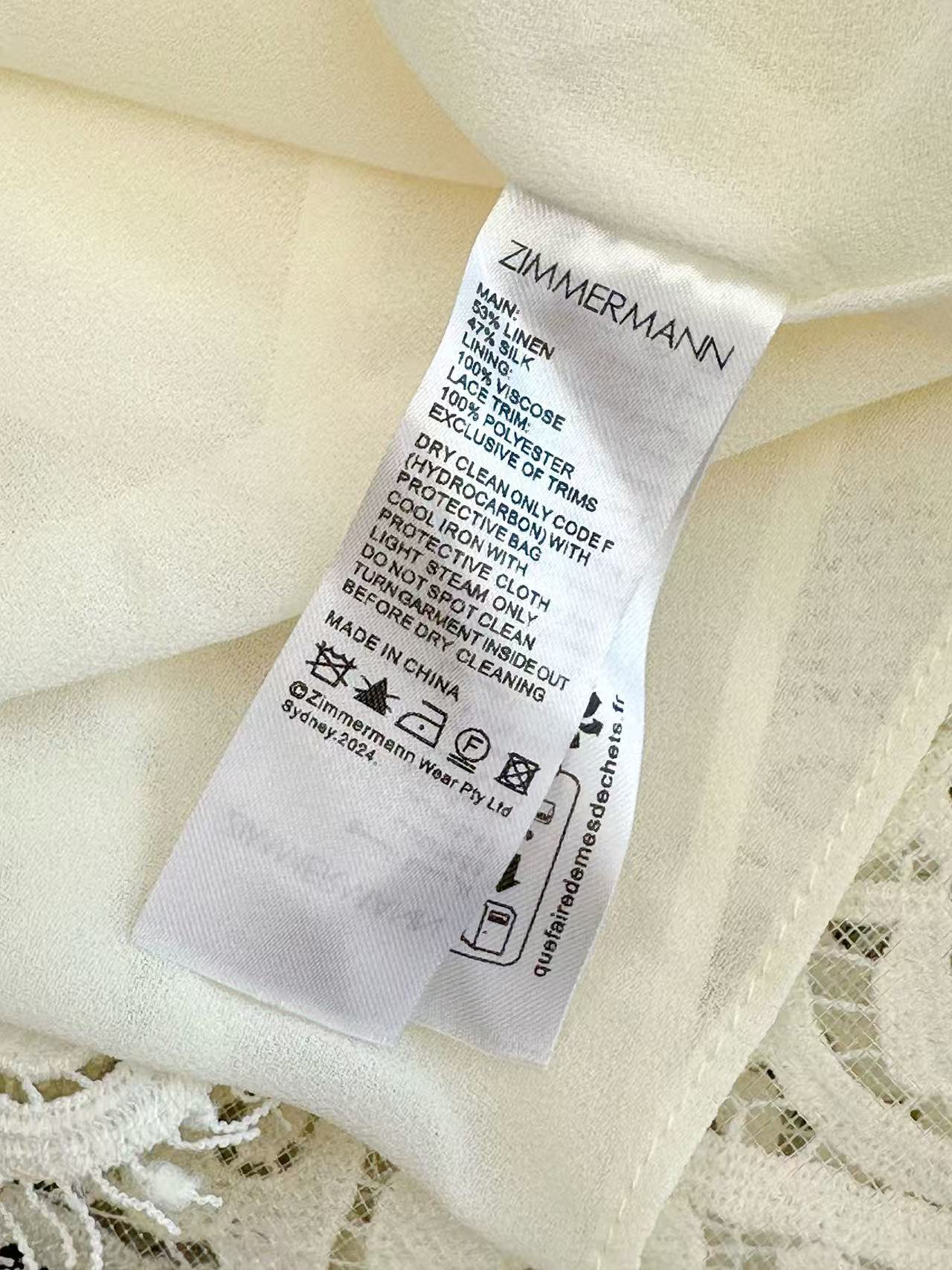 Zimmermann Mini Dress Natura Lace Linen Silk