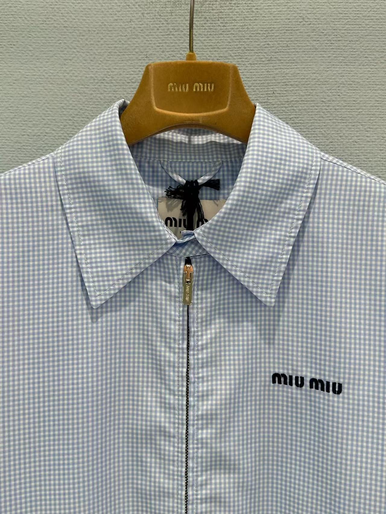 Miu 26s Gingham Check Blouson Jacket