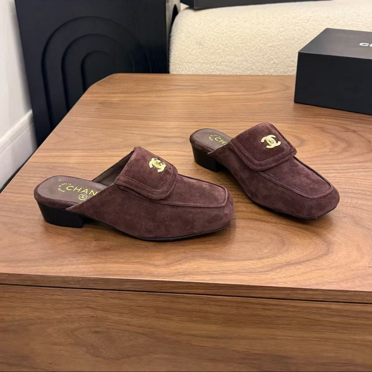 CC Loafer Mules Coffee Suede
