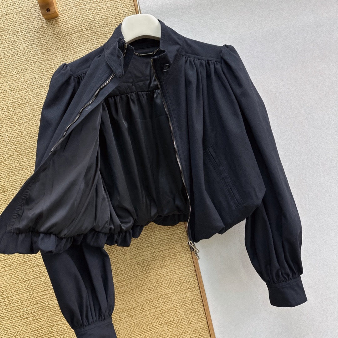 Chloe Gathered Cropped Cotton Canvas Jacket