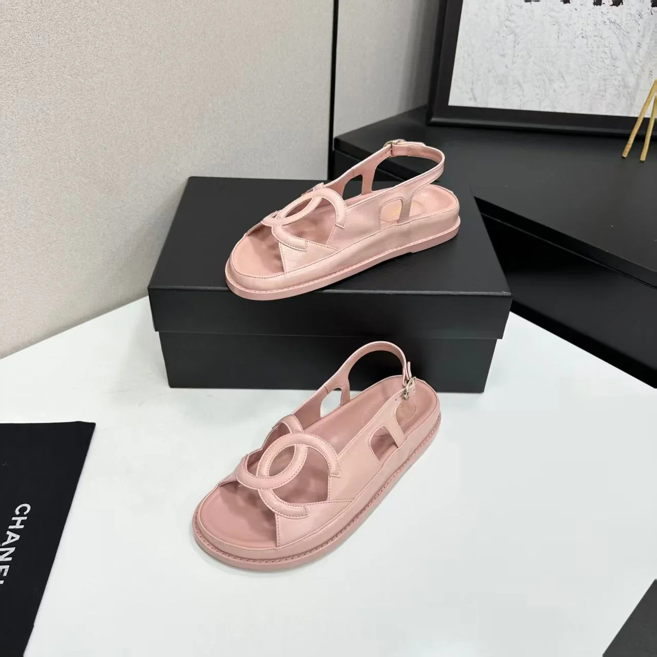 Chanel 2026 Double C Sandal Suede Lambskin