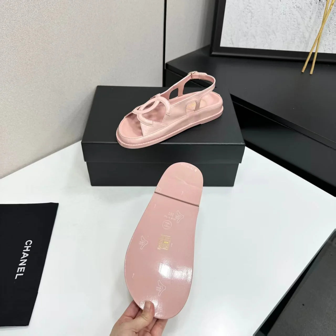 Chanel 2026 Double C Sandal Suede Lambskin