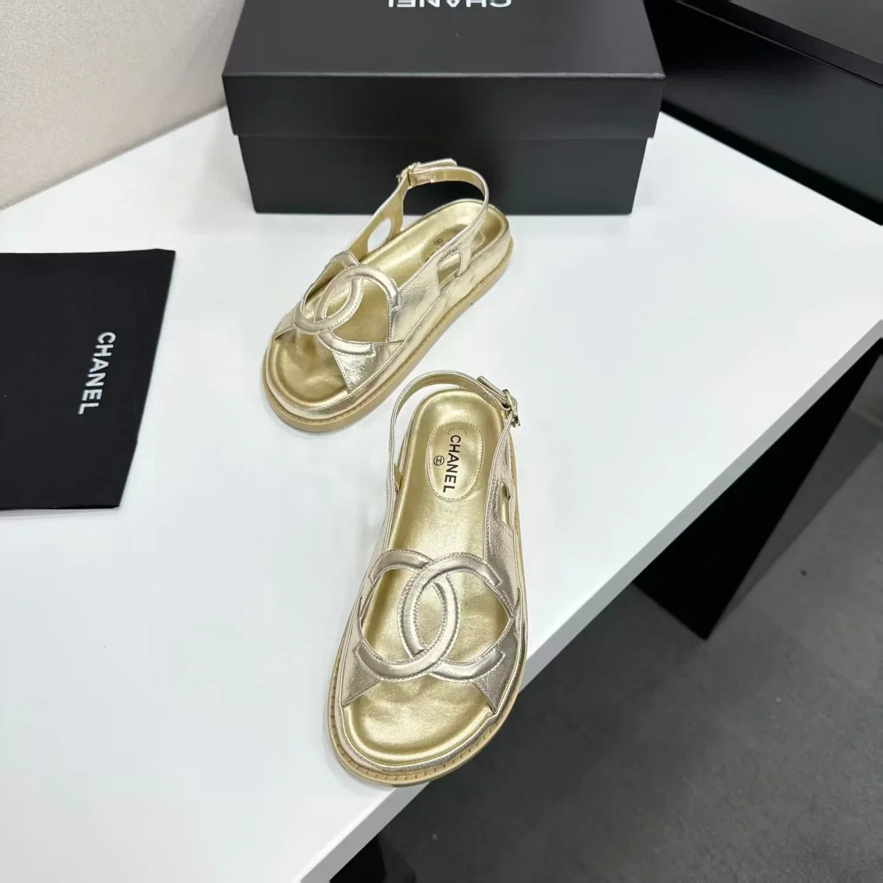 Chanel 2026 Double C Sandal Suede Lambskin
