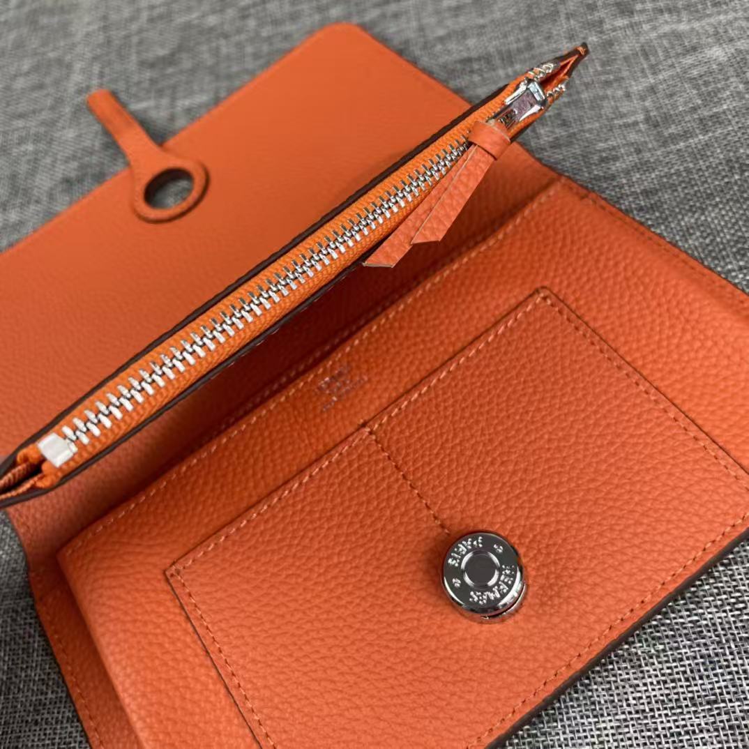 HM Dogon Duo Wallet 20cm In Orange Togo Leather