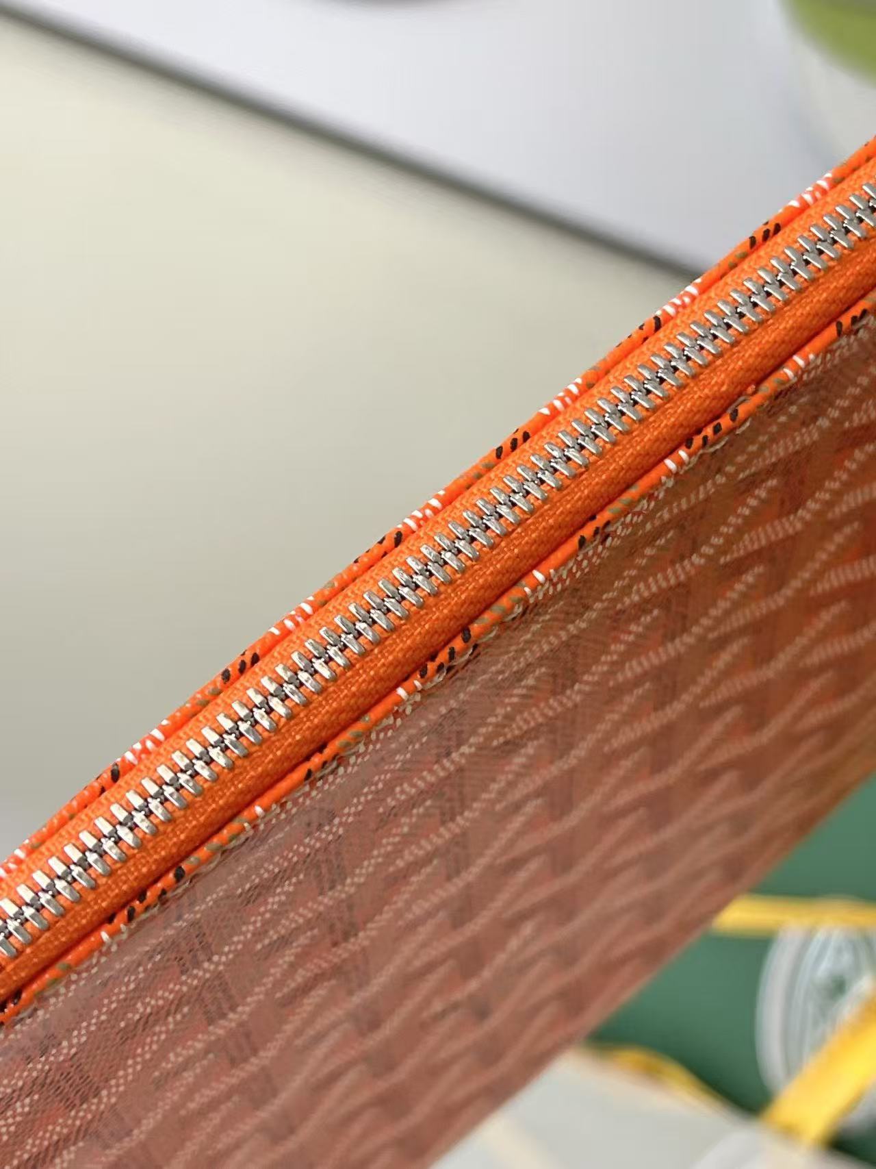 BV 26s Senat MM Clutch Orange Goyardine Pattern Canvas