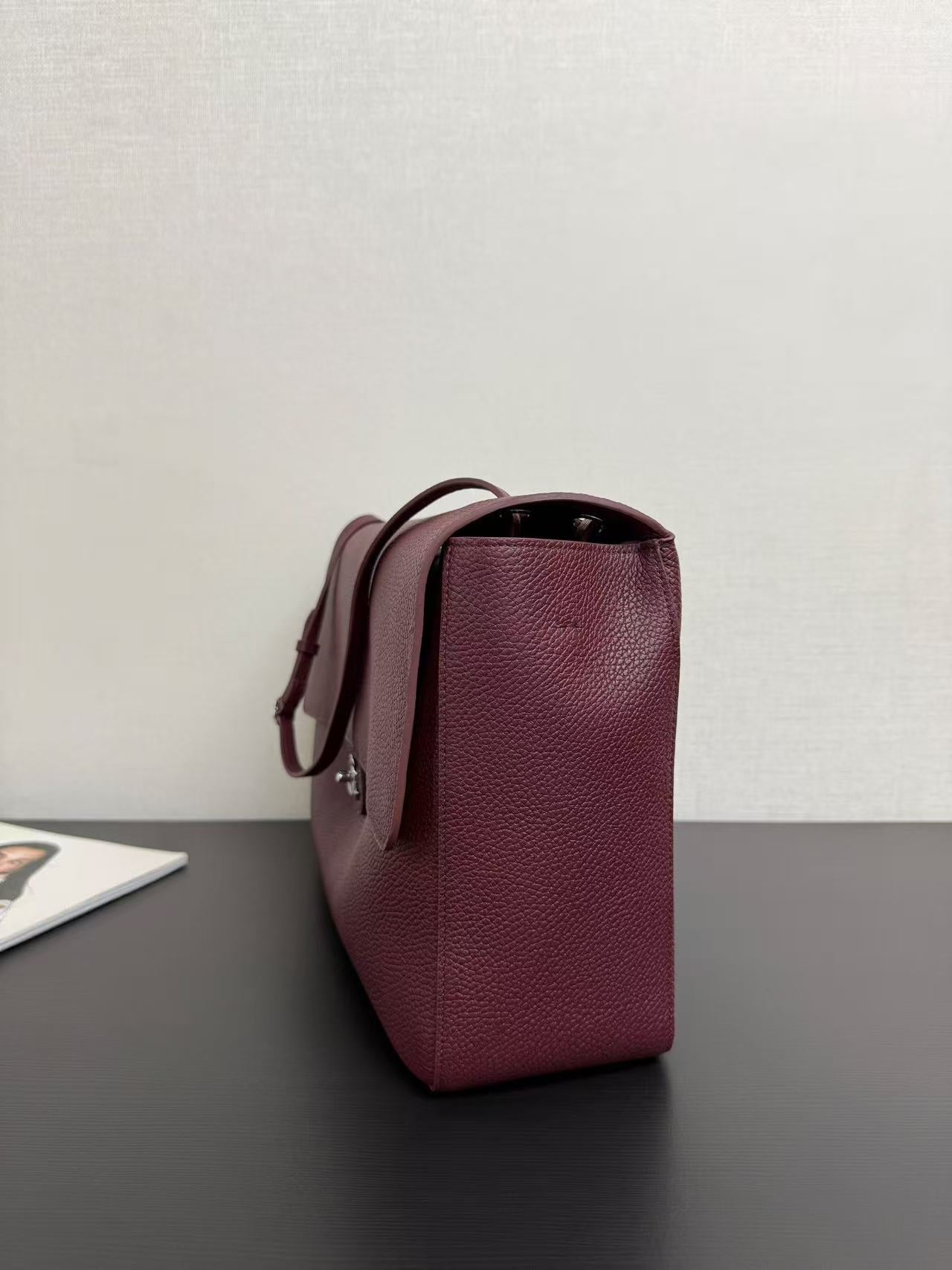 Chanel 2026 Maxi Flap Bag 38.5cm Dark Burgundy Calfskin Sliver Hardware
