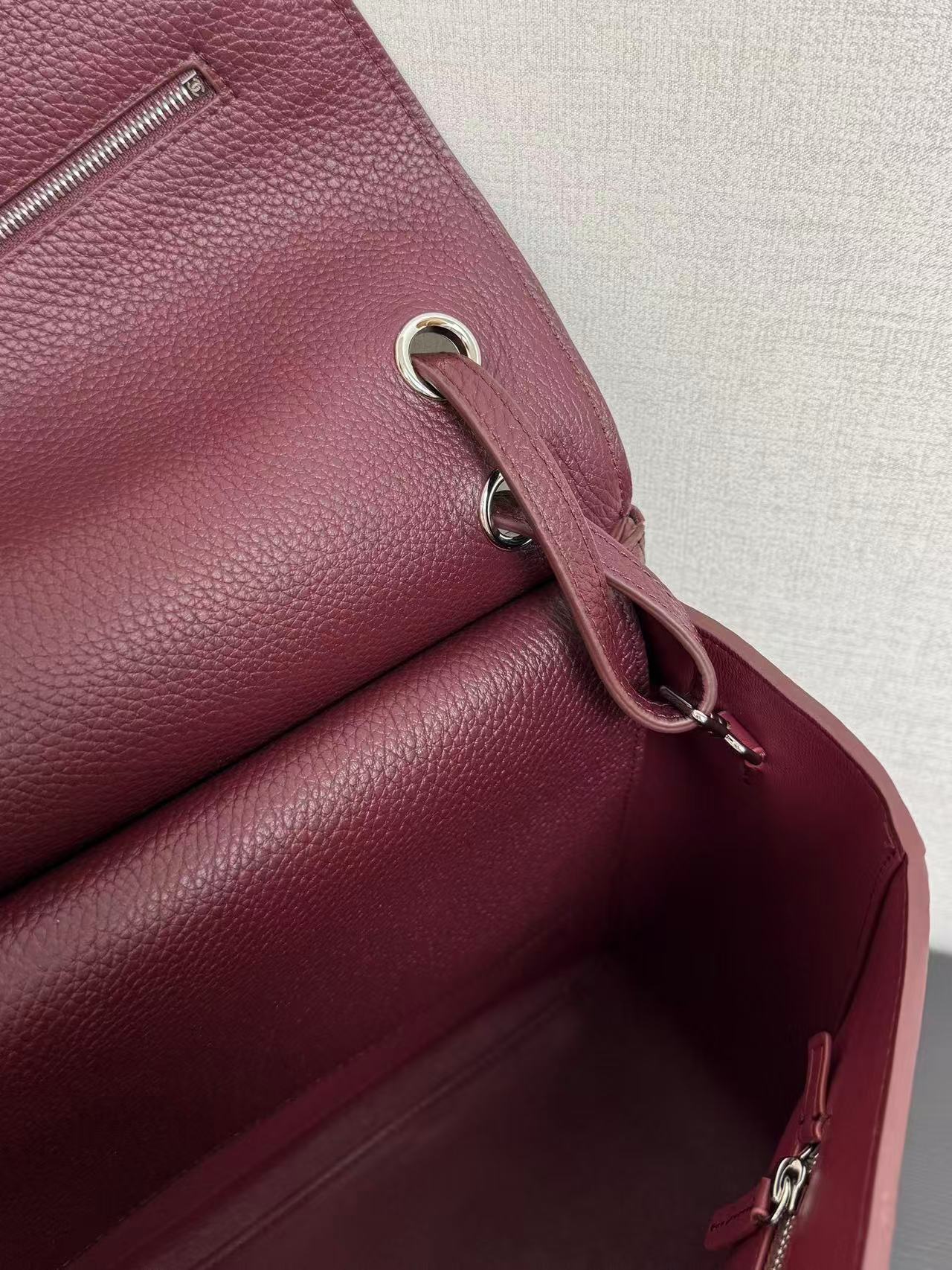 Chanel 2026 Maxi Flap Bag 38.5cm Dark Burgundy Calfskin Sliver Hardware