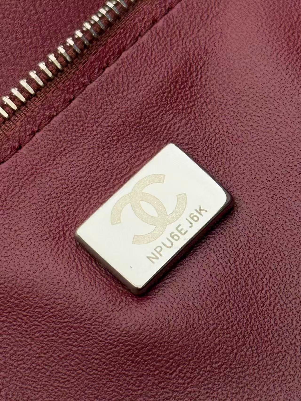 Chanel 2026 Maxi Flap Bag 38.5cm Dark Burgundy Calfskin Sliver Hardware