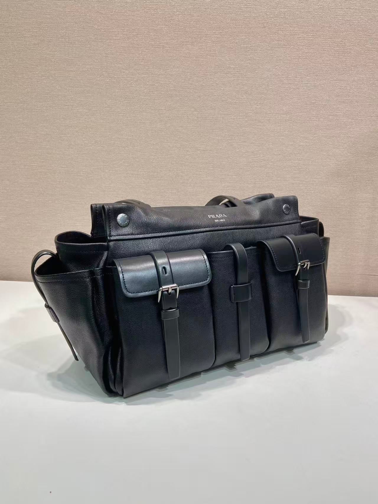 Prada Route Shopping Bag Black Leather