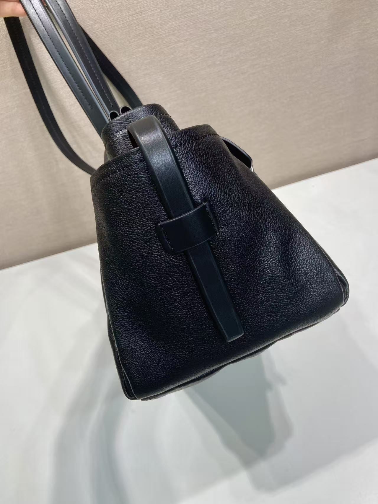 Prada Route Shopping Bag Black Leather