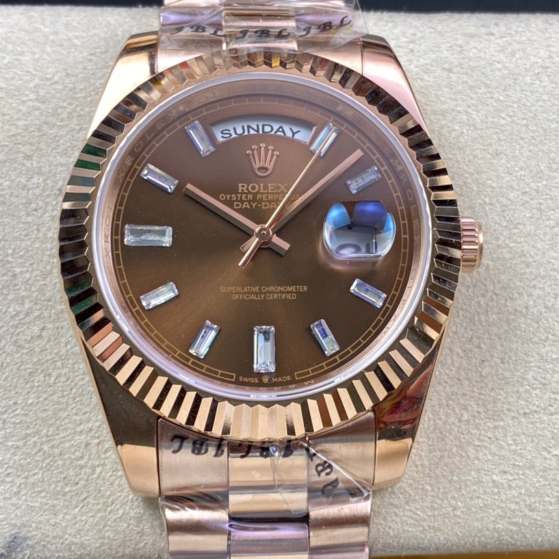 Day-Date 40 Everose Gold Chocolate Baguette Diamond Dial