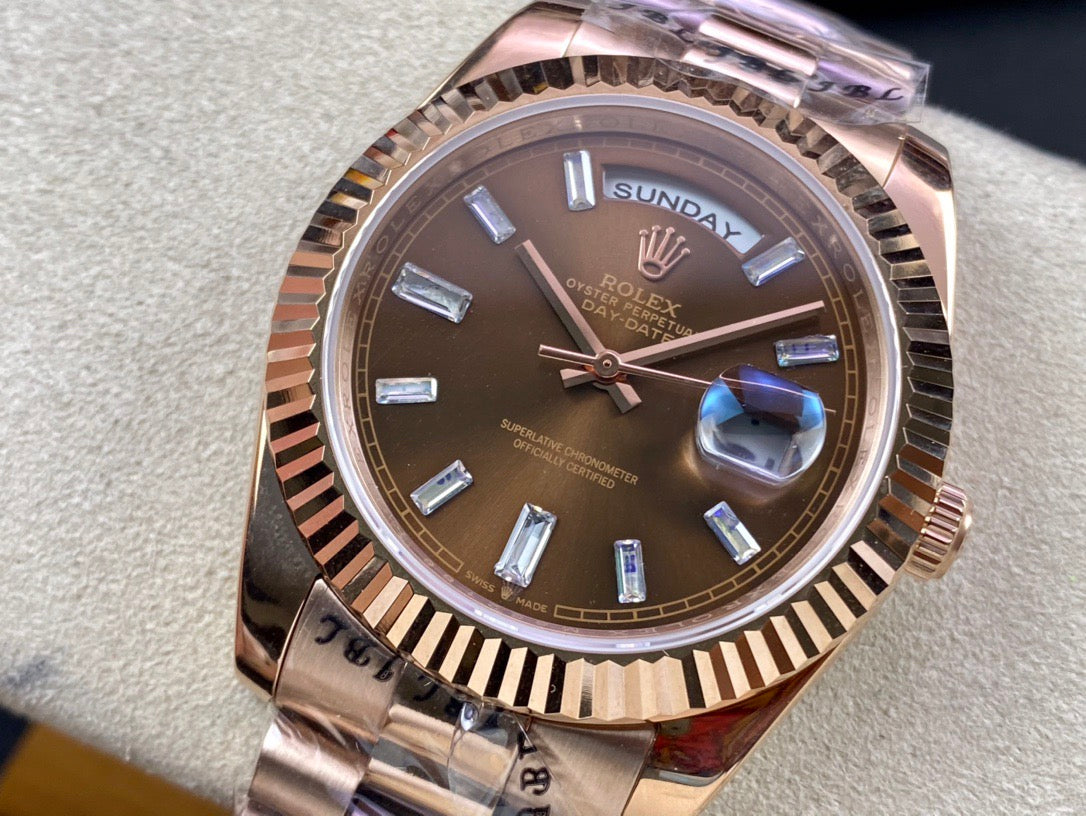Day-Date 40 Everose Gold Chocolate Baguette Diamond Dial