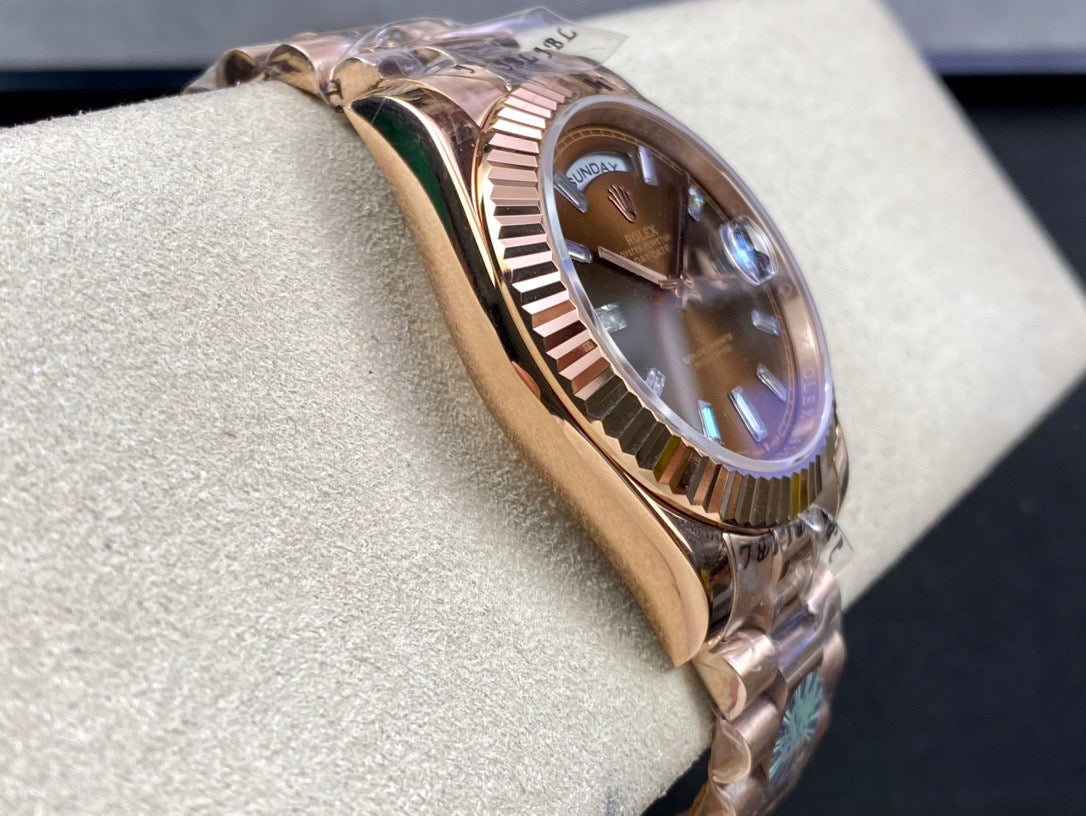 Day-Date 40 Everose Gold Chocolate Baguette Diamond Dial