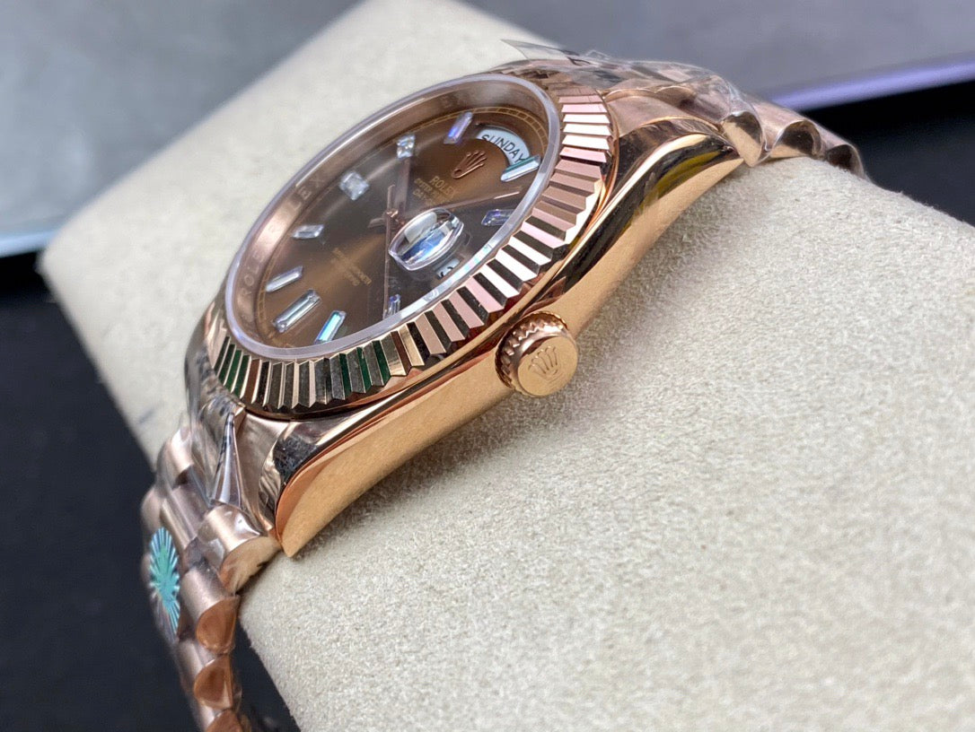 Day-Date 40 Everose Gold Chocolate Baguette Diamond Dial
