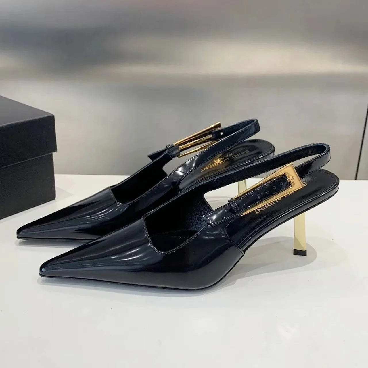 YSL 2026 Lee High-heeled Slingback 6.5cm Leather