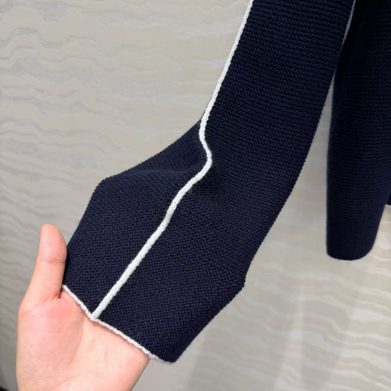 CC 26s Contrast Trim Cardigan Navy Blue Wool