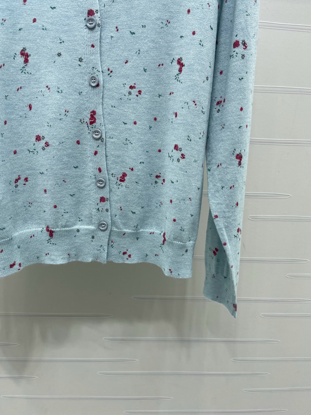 Prada 26s Red Floral Pattern Knitted Cardigan Wool