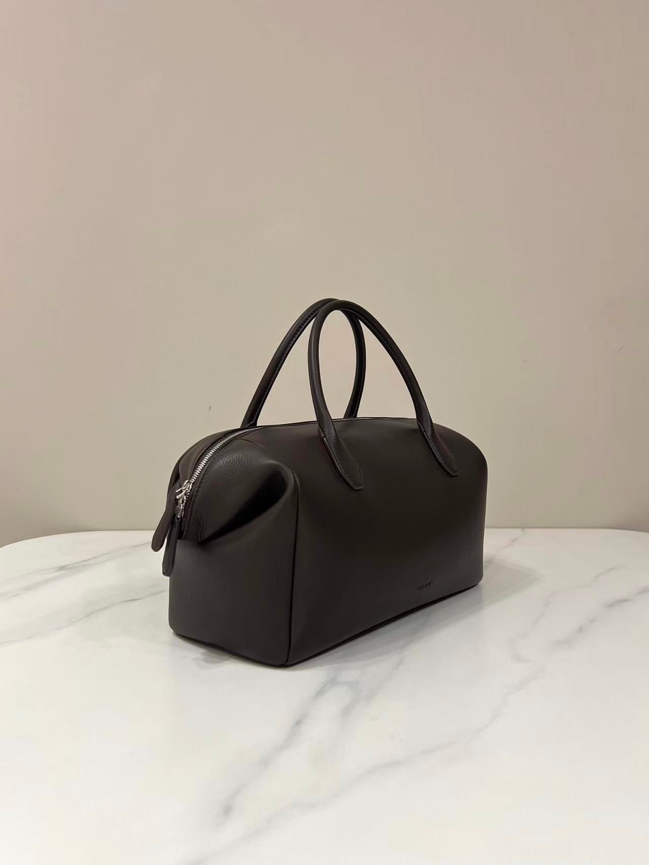 The Row Bowling Bag Dark Brown Faye Leather