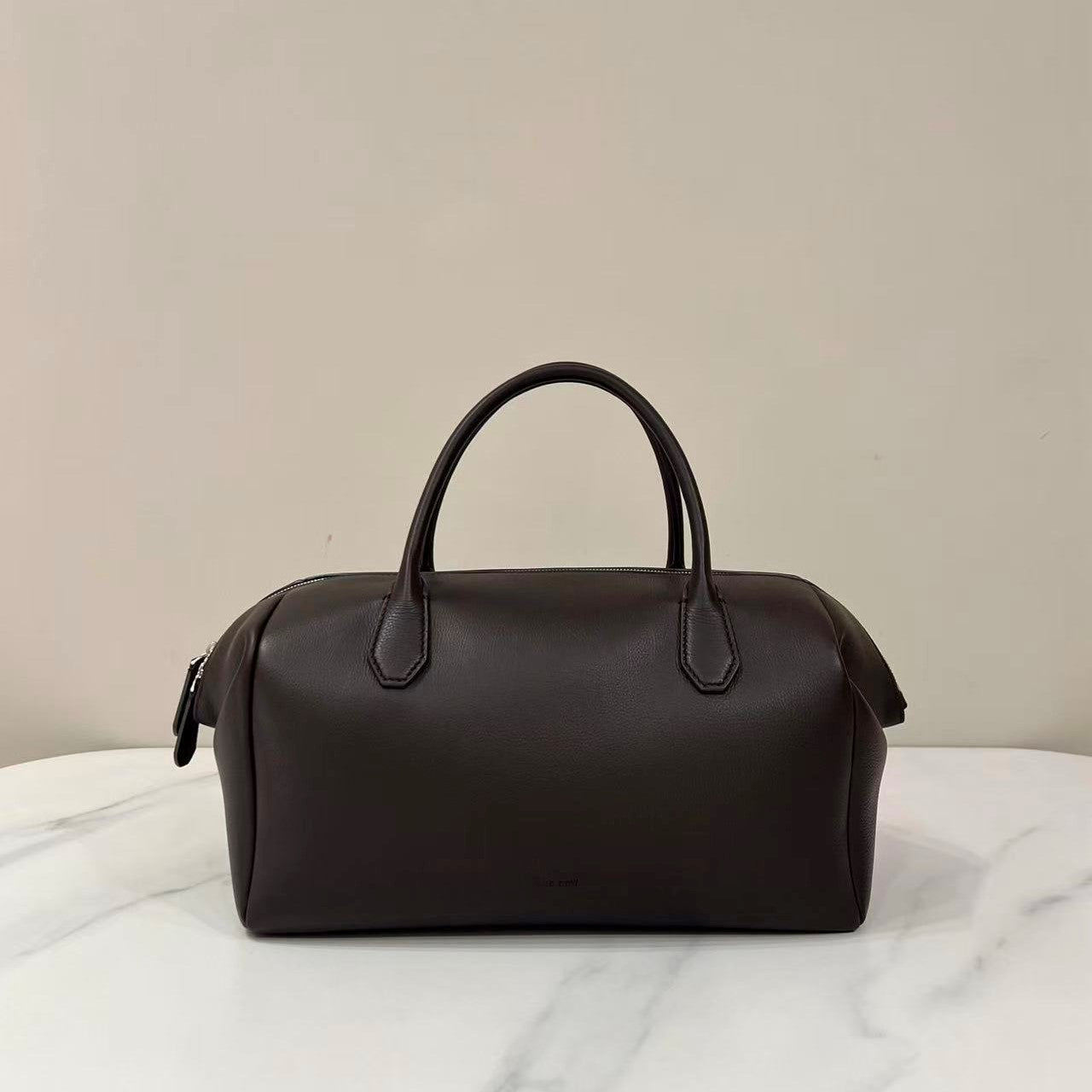 The Row Bowling Bag Dark Brown Faye Leather