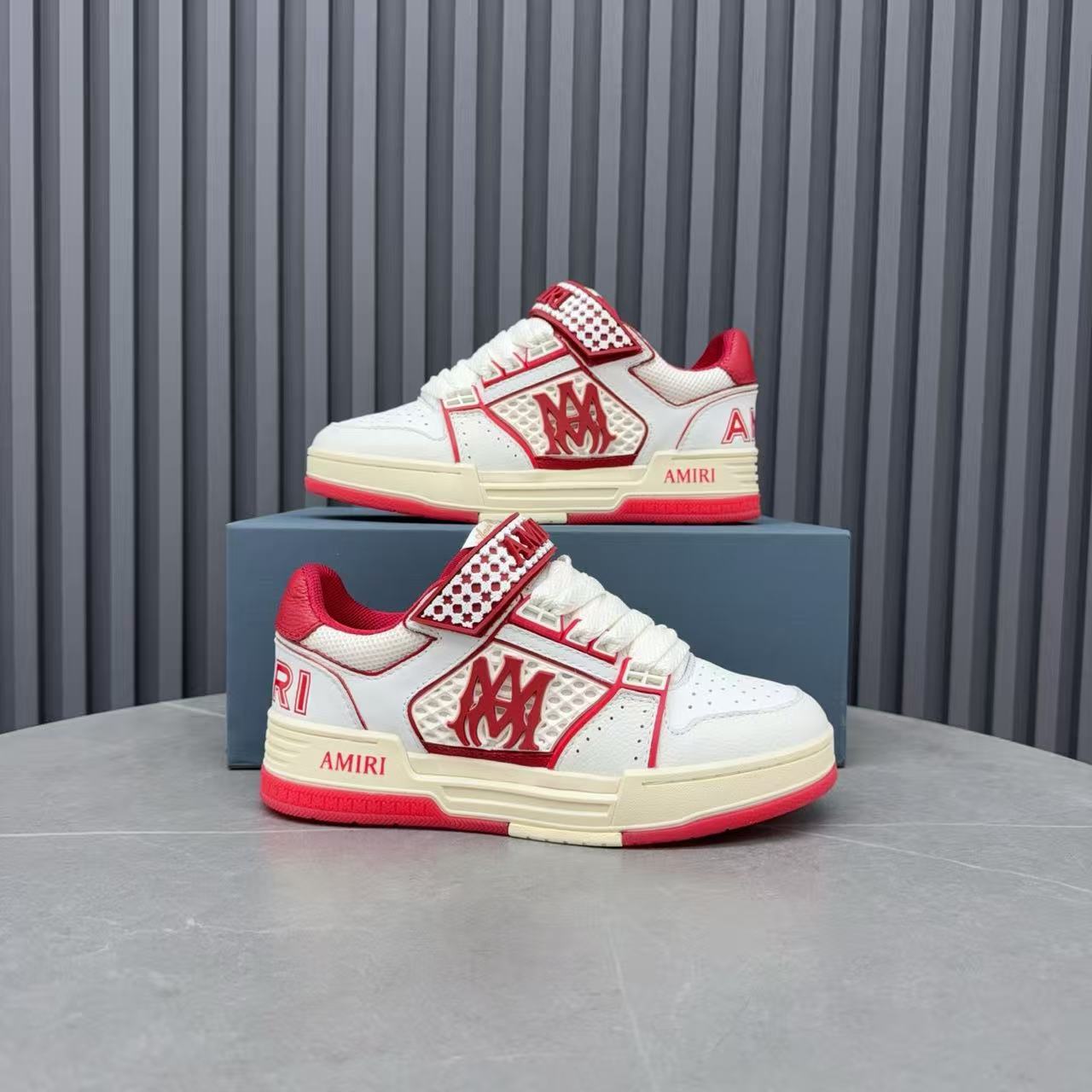 Amiri 26s MA Skyline Sneakers Red Cowhide Mesh