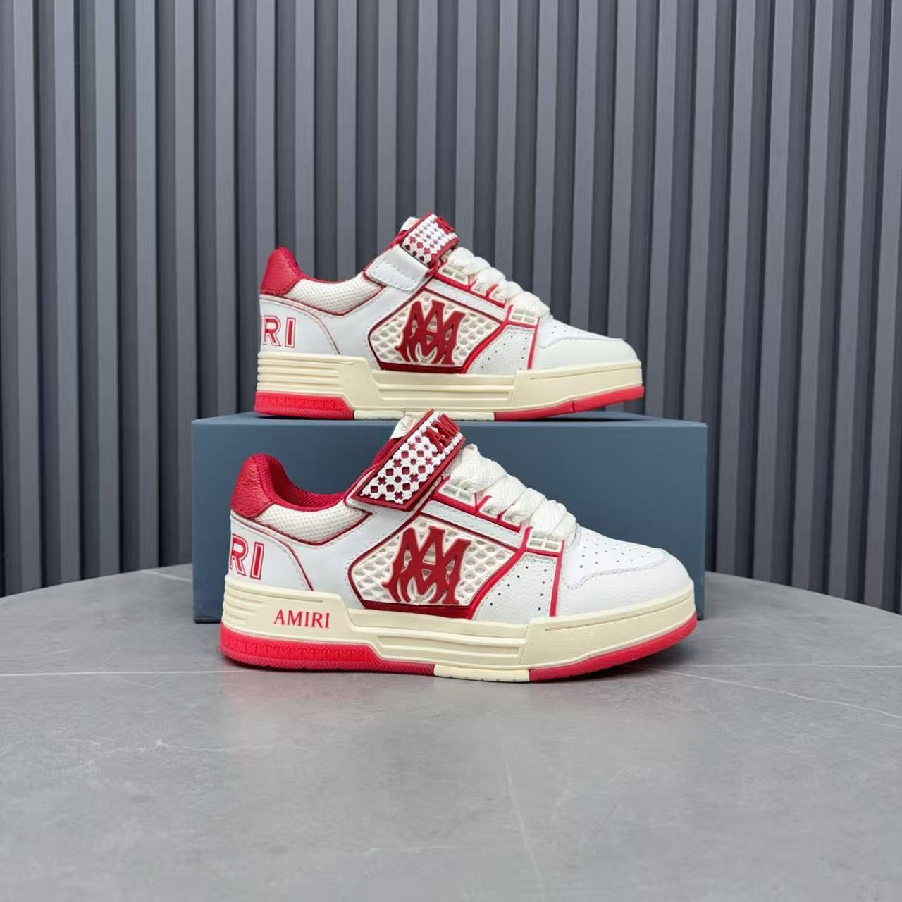 Amiri 26s MA Skyline Sneakers Red Cowhide Mesh