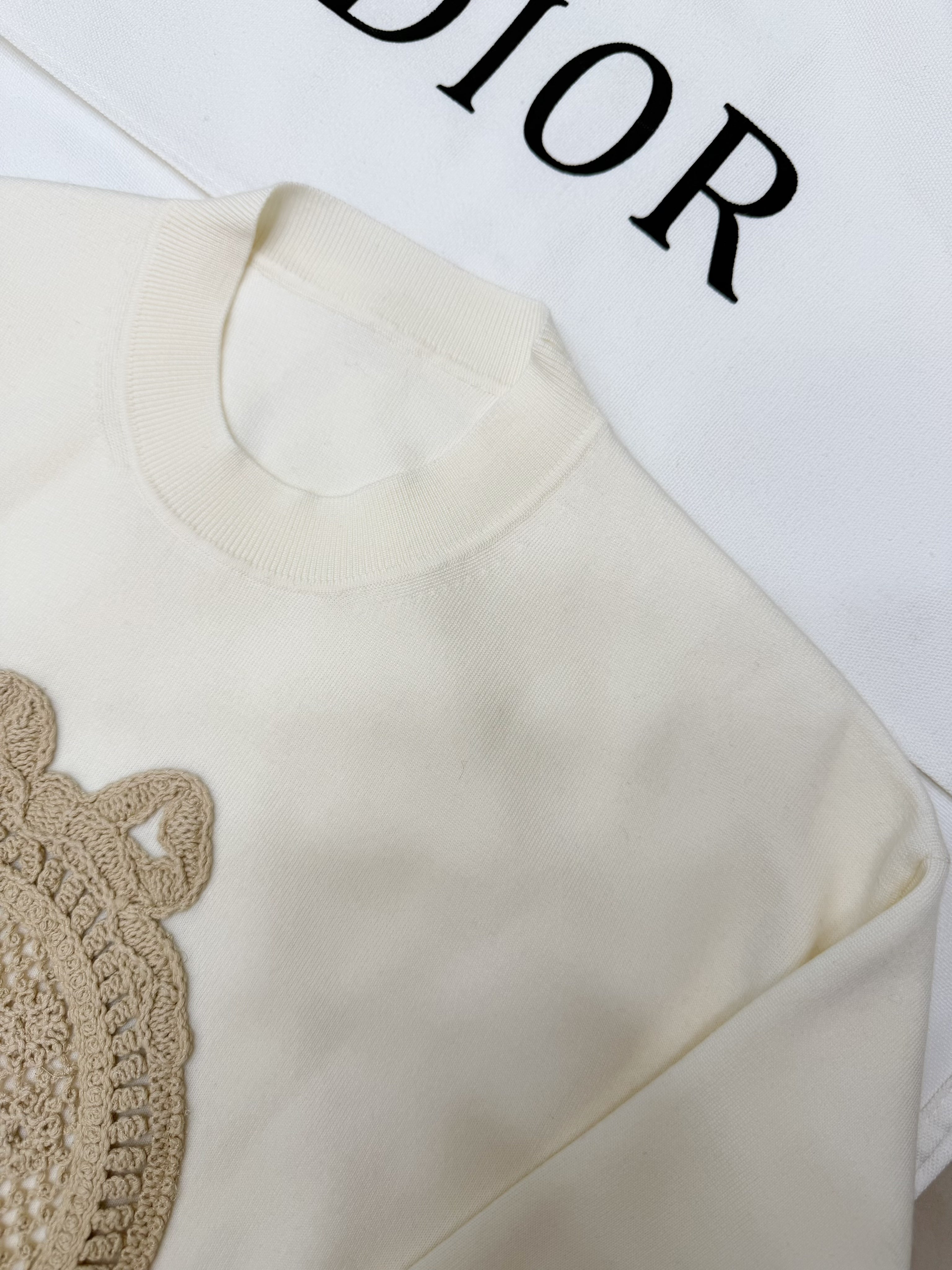 CD Dioriviera Médaillon Sweater Cream Virgin Wool-Blend Knit