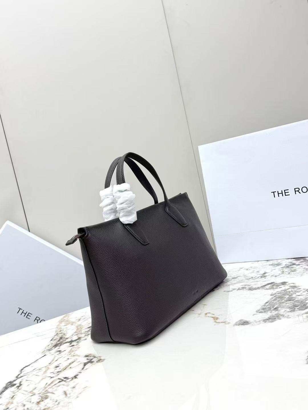 The Row Marcel Bag Black Grain Leather