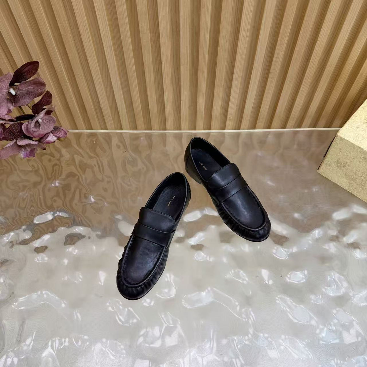 The Row Soft Loafers Black Nappa Leather