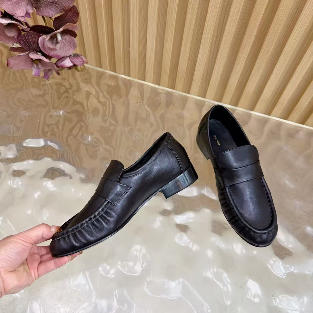 The Row Soft Loafers Black Nappa Leather
