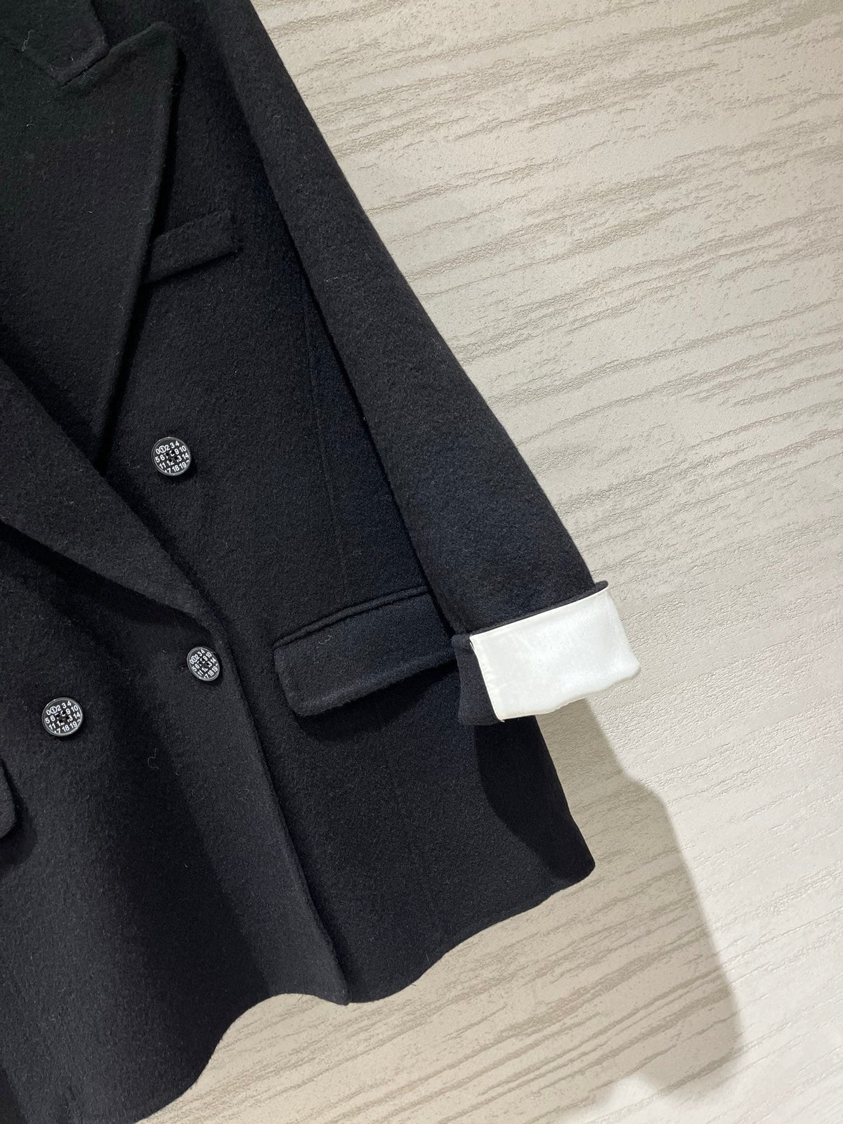 MM6 Double Breasted Coat in Black Wool