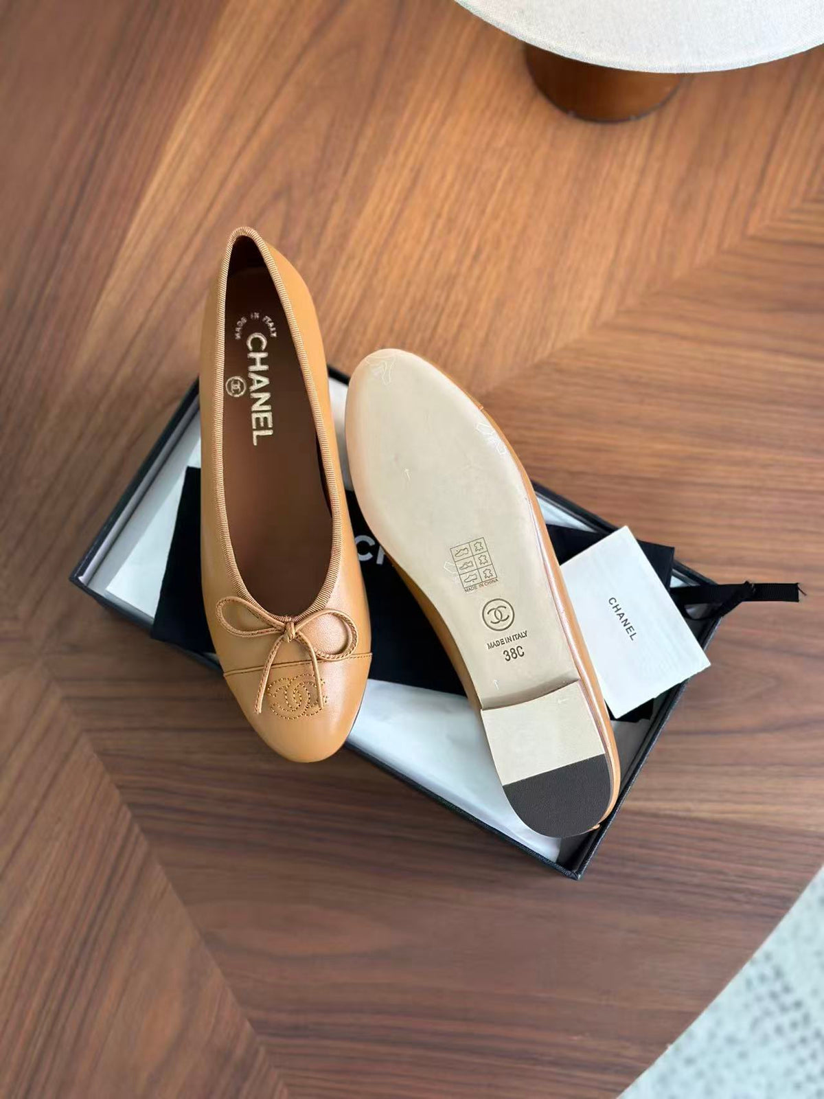 CC 26B Ballet Flats 1cm Camel Leather 122442