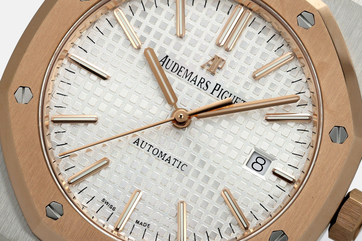 AP Royal Oak Automatic Two Tone Rose Gold Steel White Dial