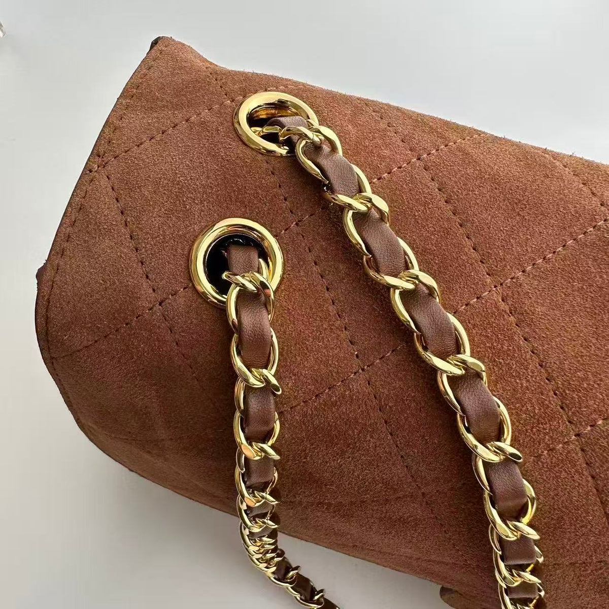 CC 26s Maxi Flap Bag Brown Suede Gold Hardware
