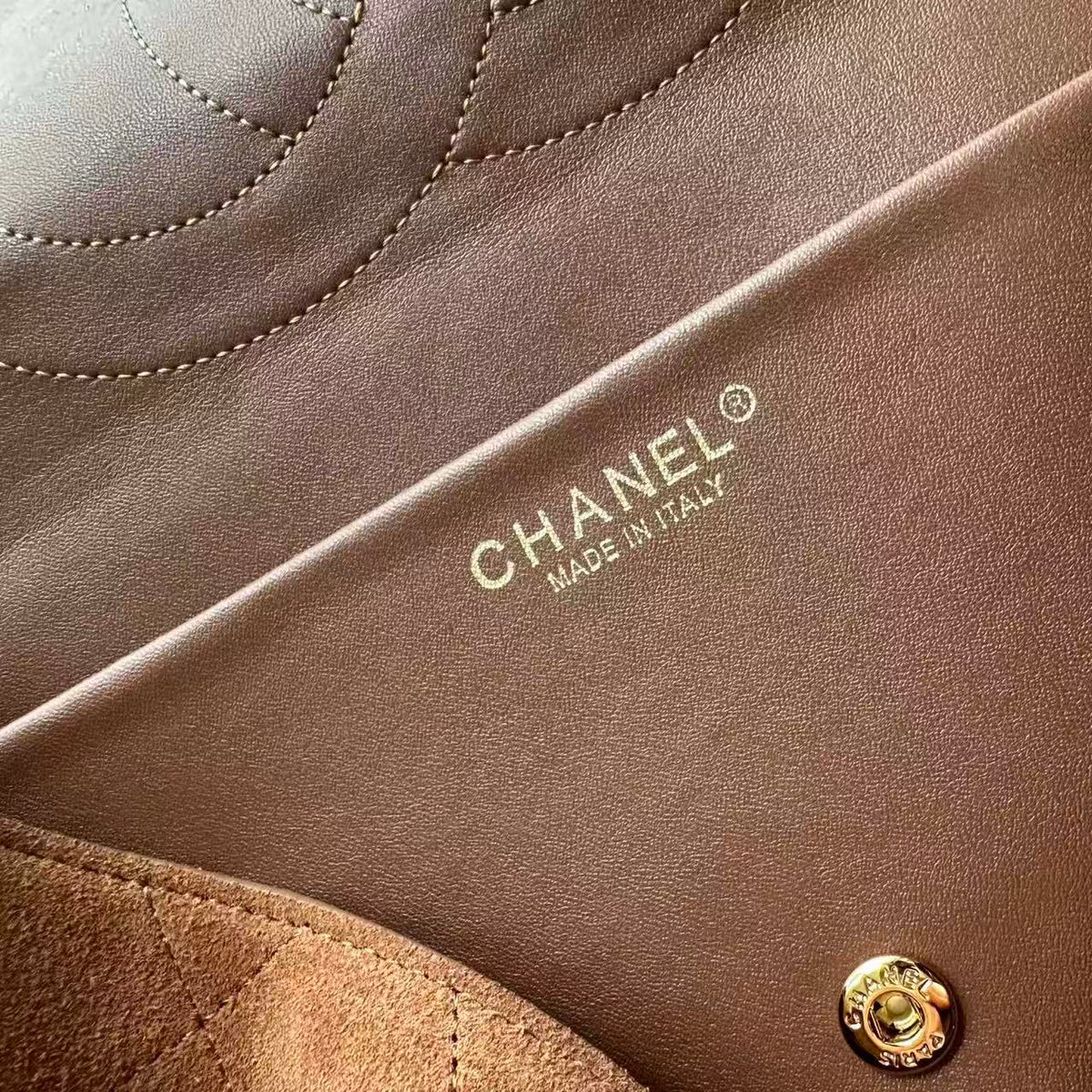 CC 26s Maxi Flap Bag Brown Suede Gold Hardware