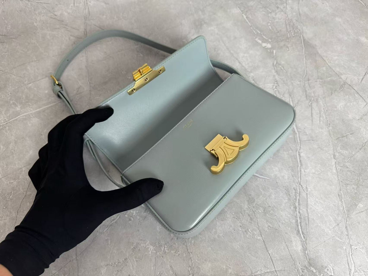 Classic Triomphe 20 Blue Grey Calfskin Gold Hardware