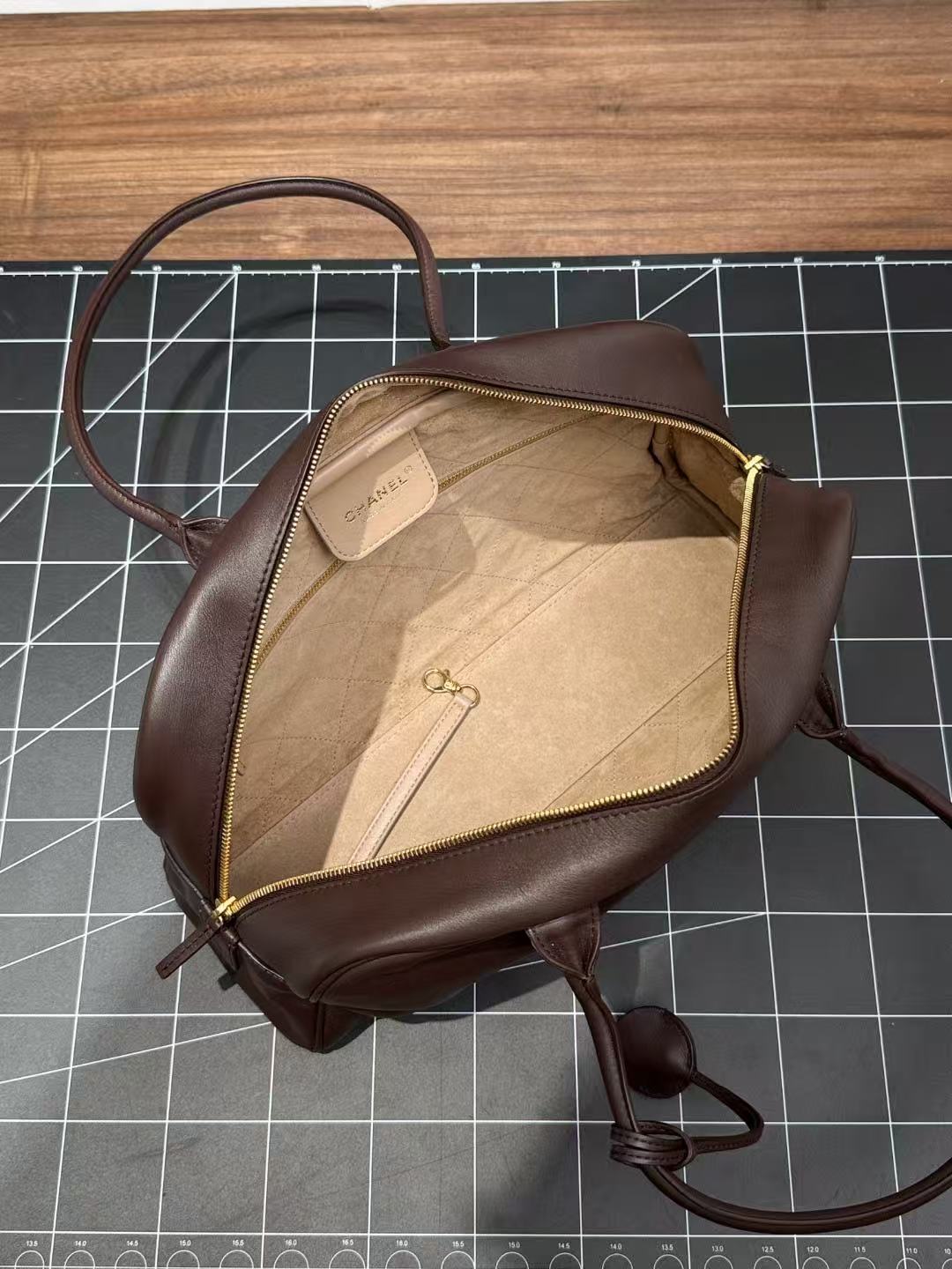 CC Maxi Bowling Bag 35cm Dark Brown Leather Best Version