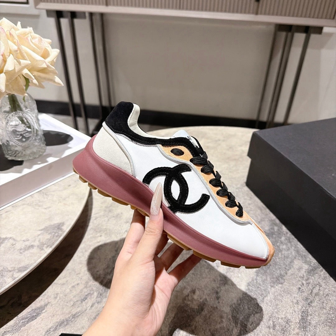 CC 26s Runner Sneakers 4cm White Pink Suede 996783